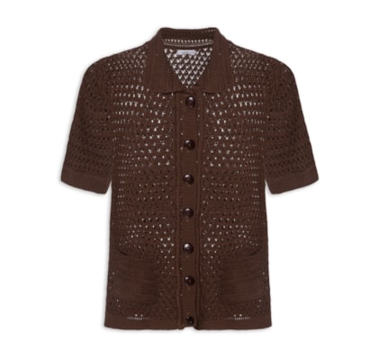 Camiseta Feminina Em Tricot - Marrom