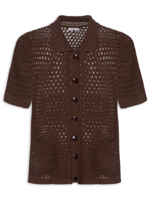 Camiseta Feminina Em Tricot - Marrom