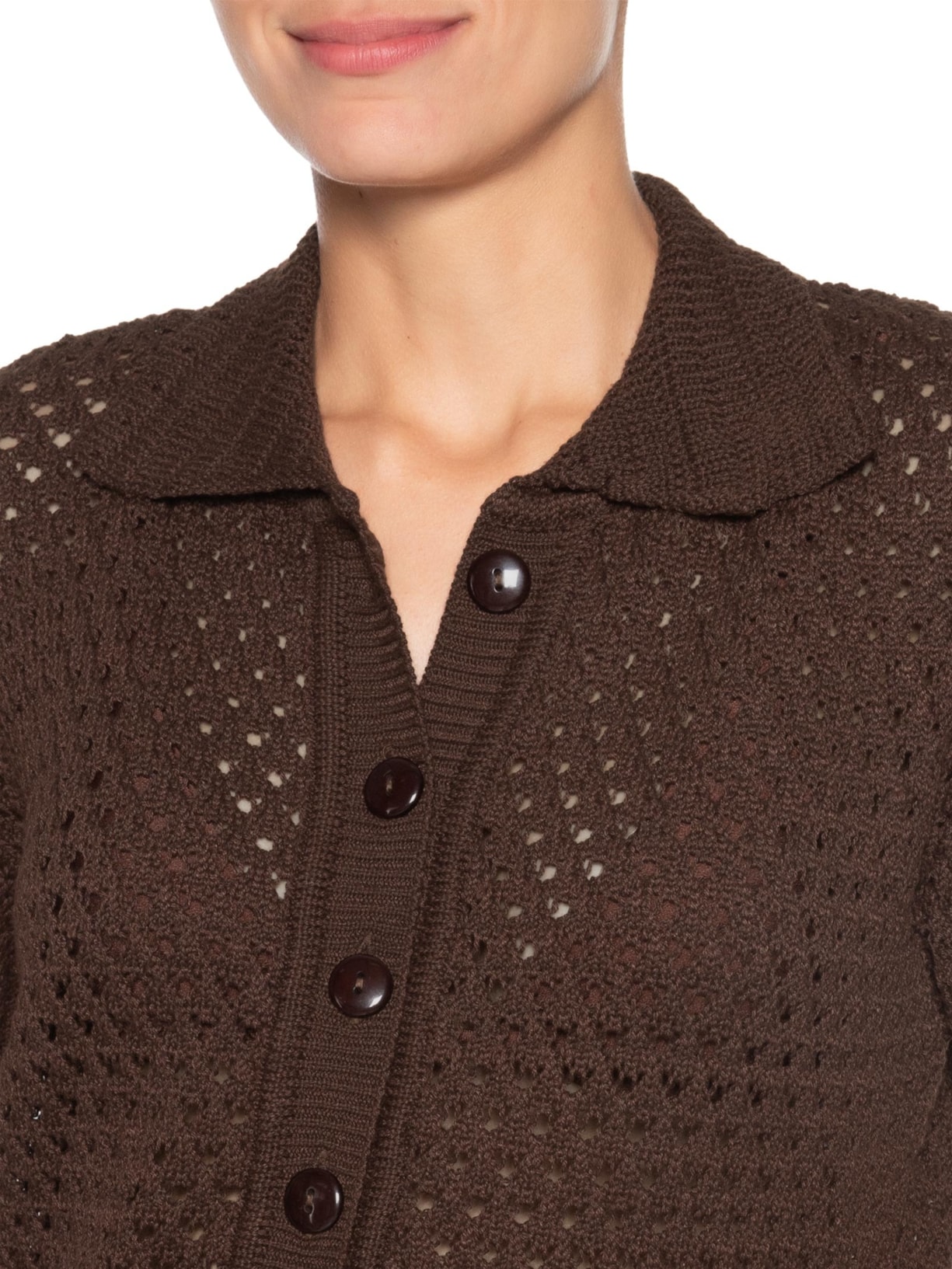 Camiseta Feminina Em Tricot Marrom Market 33