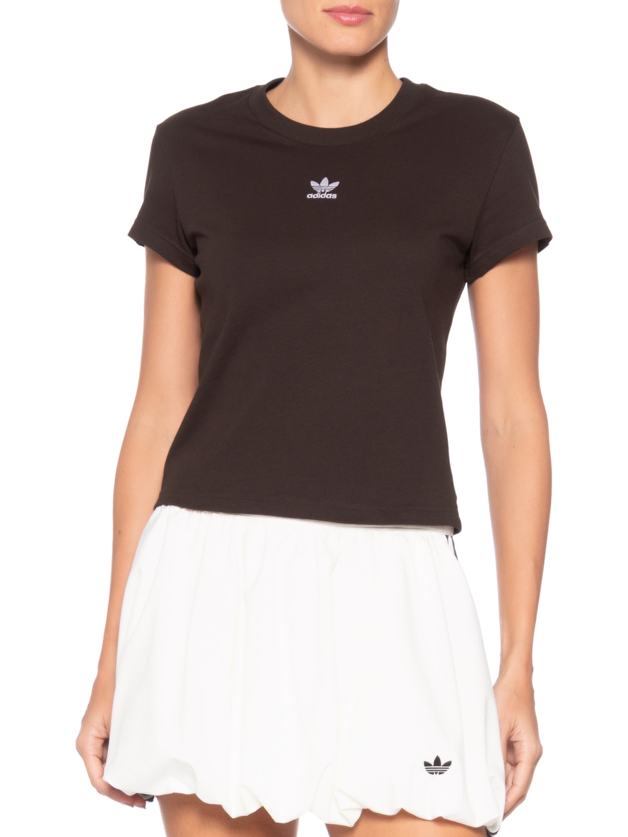 Camiseta Feminina Essencials Slim Marrom Adidas Originals