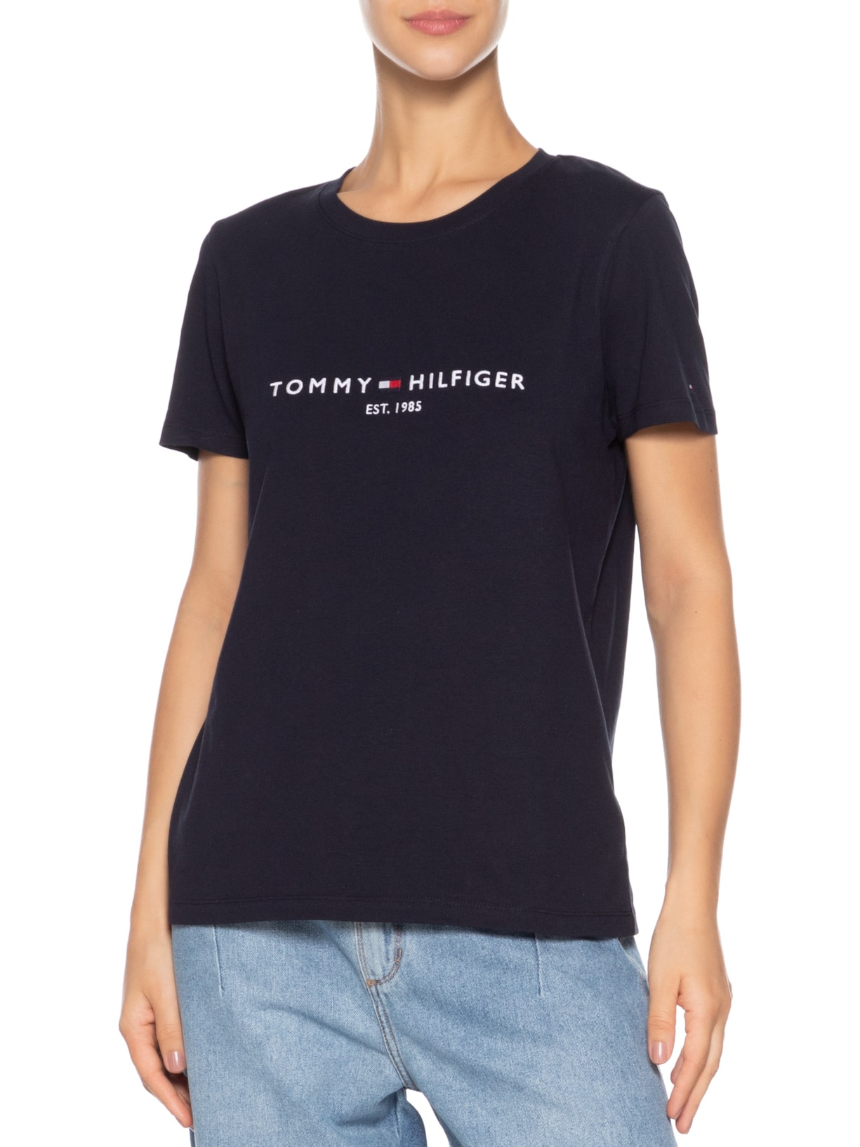 Camiseta Feminina Essential Nk Regular Tee Azul Tommy Hilfiger