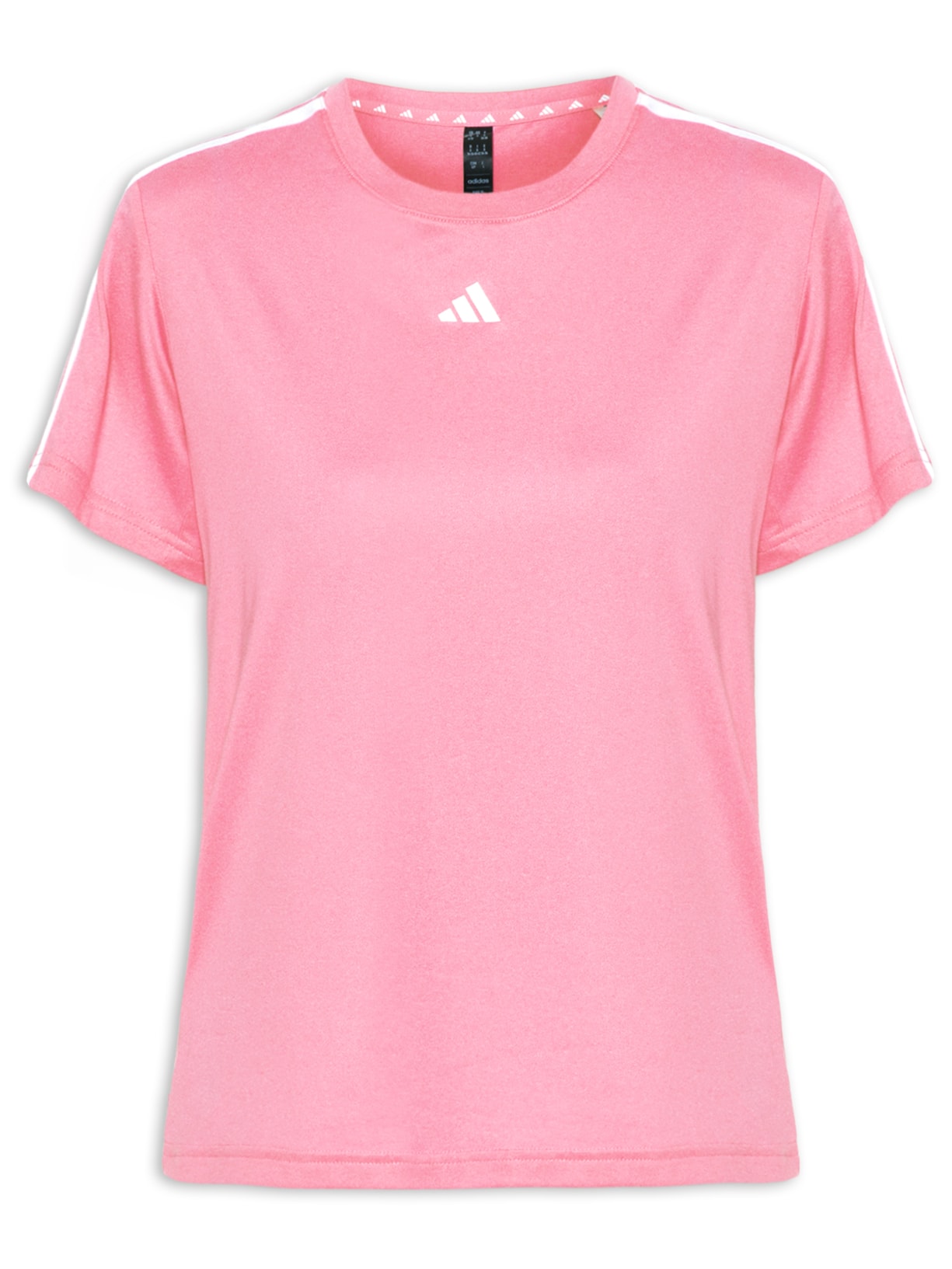 Camiseta Feminina Essentials 3 Listras - Rosa