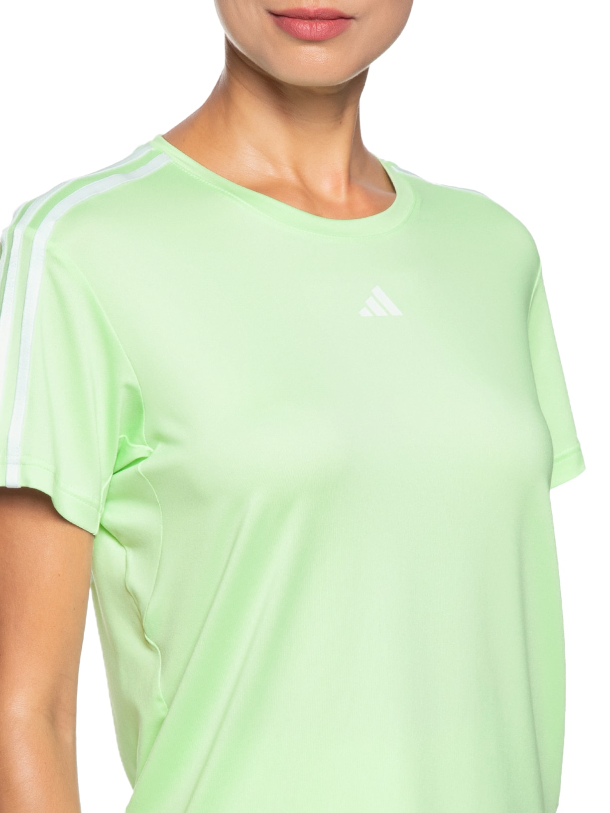 Camiseta Feminina Essentials 3 Listras Verde Adidas