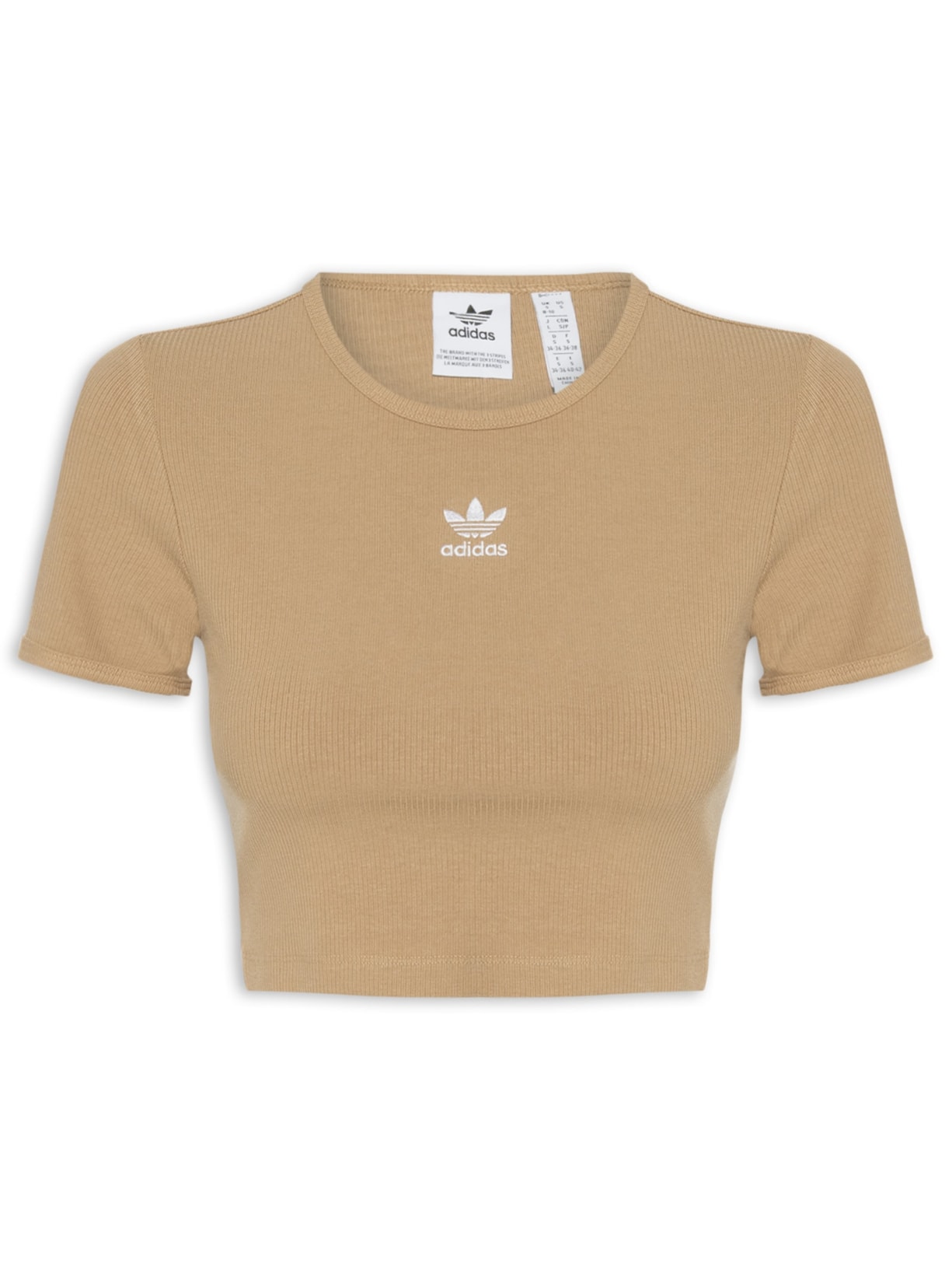 Camiseta Feminina Essentials Rib Marrom Adidas Originals