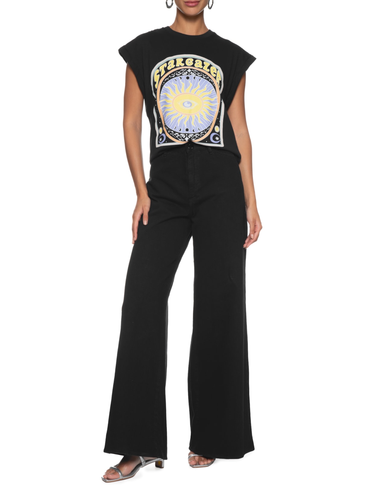 Camiseta Feminina Estampada Preto Market 33