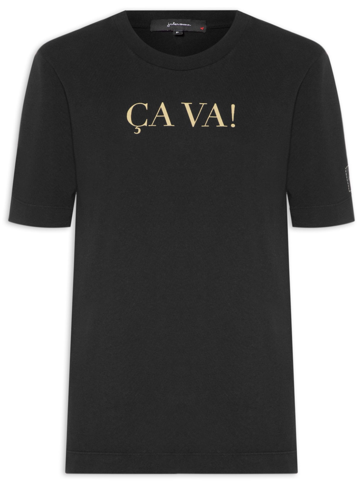 Camiseta Feminina Etiqueta Ça Va - Preto