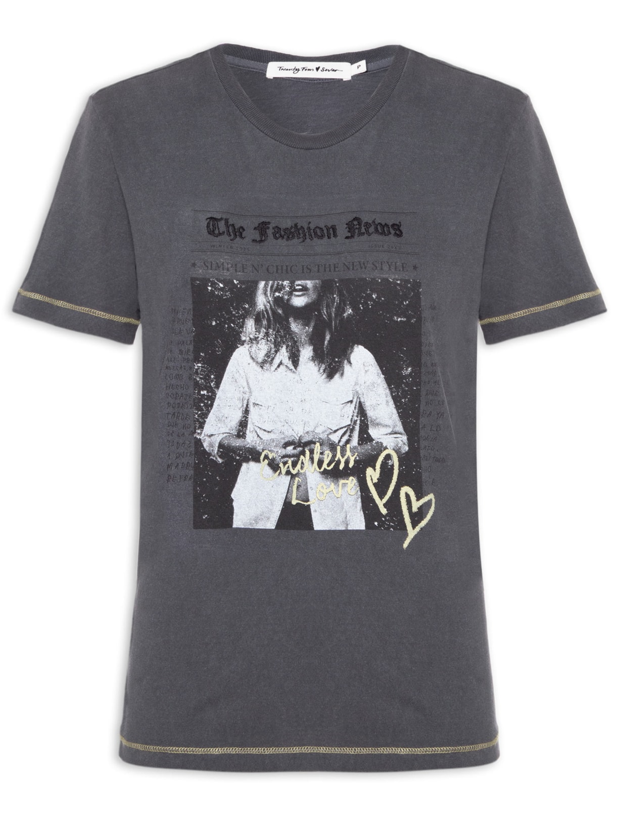 Camiseta Feminina Fashion News - Cinza