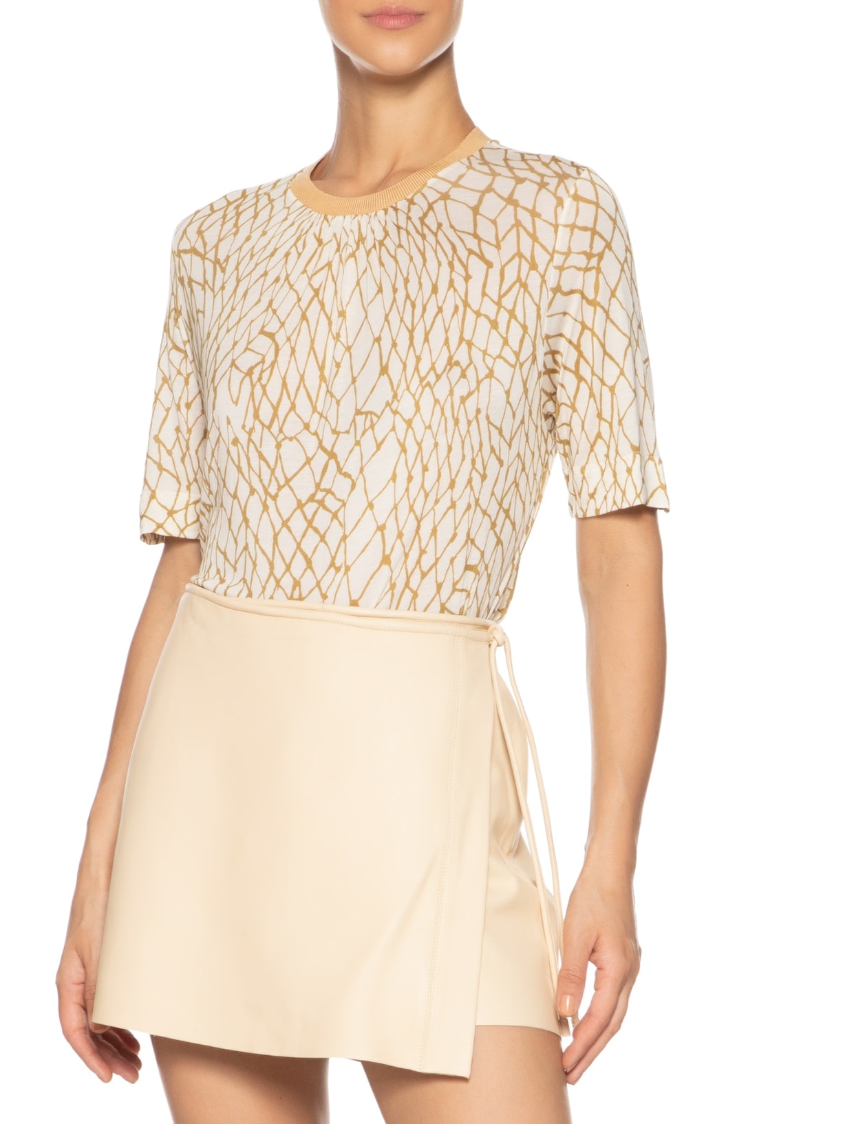 Camiseta Feminina Fininha Rede Cru E Solar Bege Animale