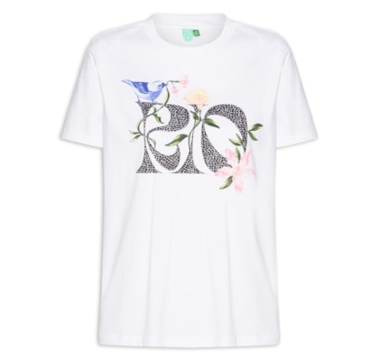 Camiseta Feminina Fio Rio Calçadão Flores - Branco