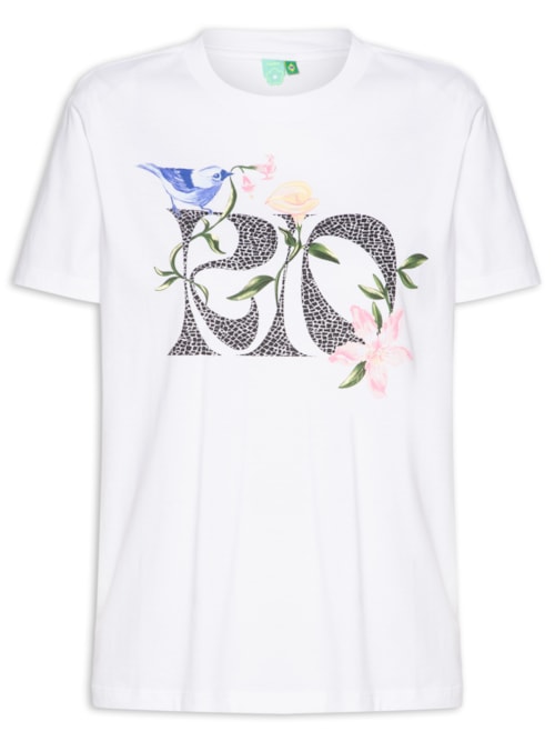 Camiseta Feminina Fio Rio Calçadão Flores - Branco