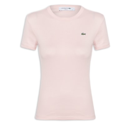 Camiseta Feminina Fit Ajustado Canelado - Rosa