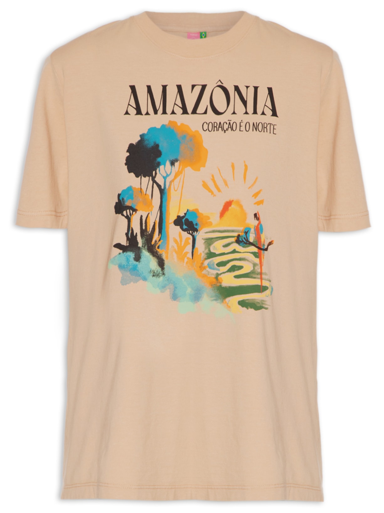 Camiseta Feminina Fit Amazônia Coração é o Norte - Bege