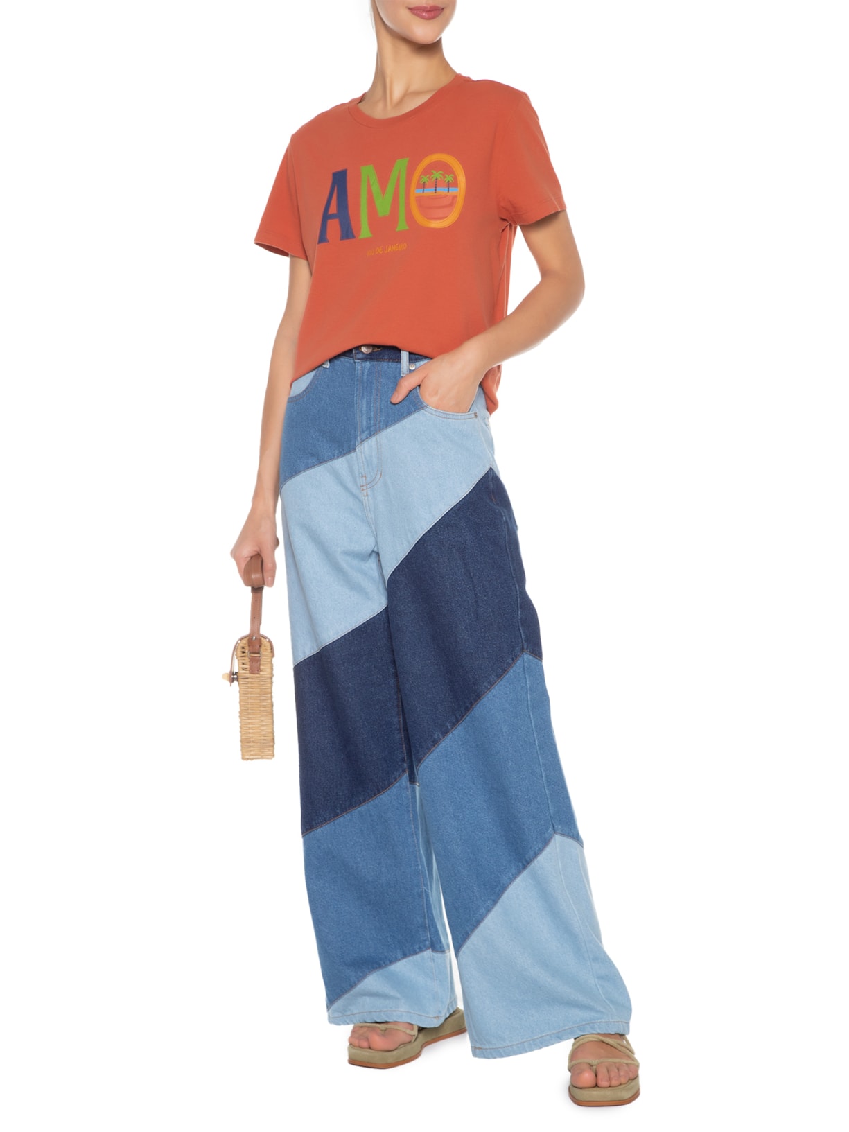 Camiseta Feminina Fit Amo Rio De Janeiro Laranja Farm