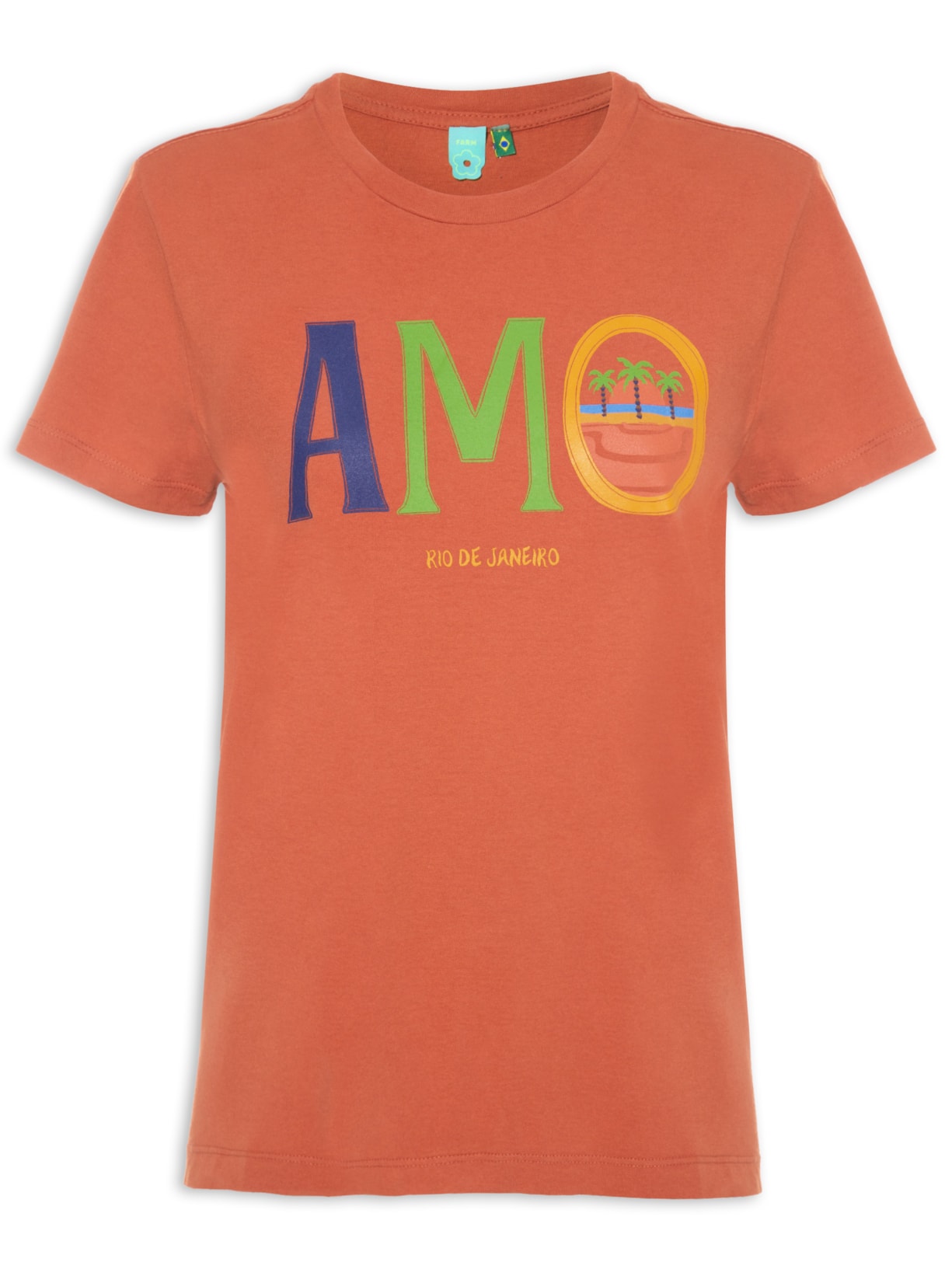 Camiseta Feminina Fit Amo Rio De Janeiro - Laranja