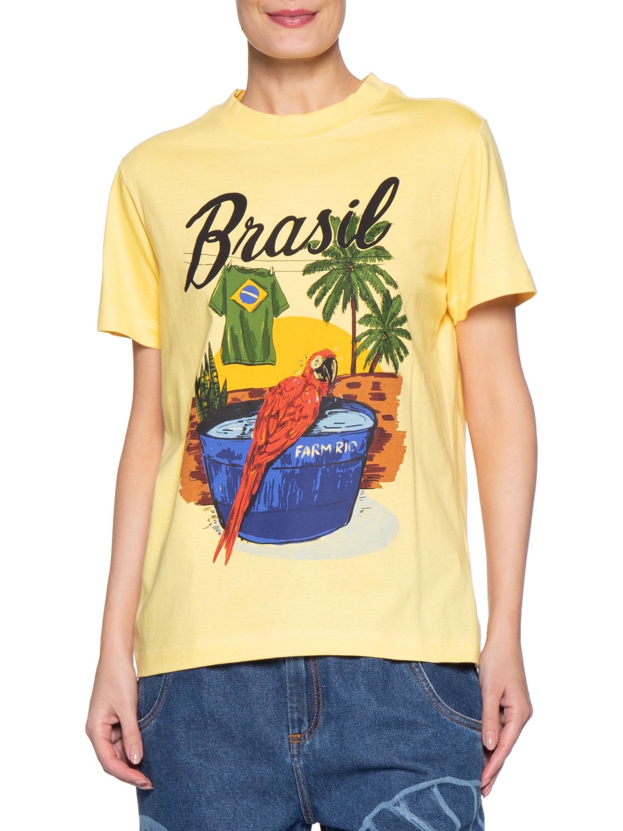 Camiseta Feminina Fit Arara Brasil – Amarelo Farm