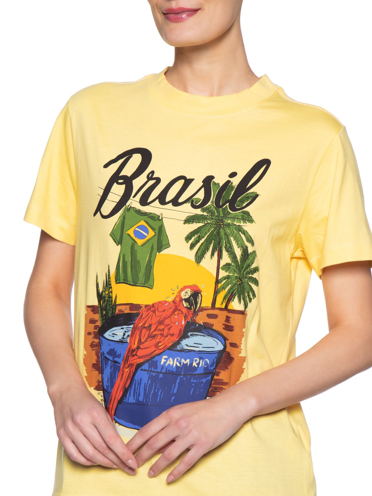 Camiseta Feminina Fit Arara Brasil – Amarelo Farm