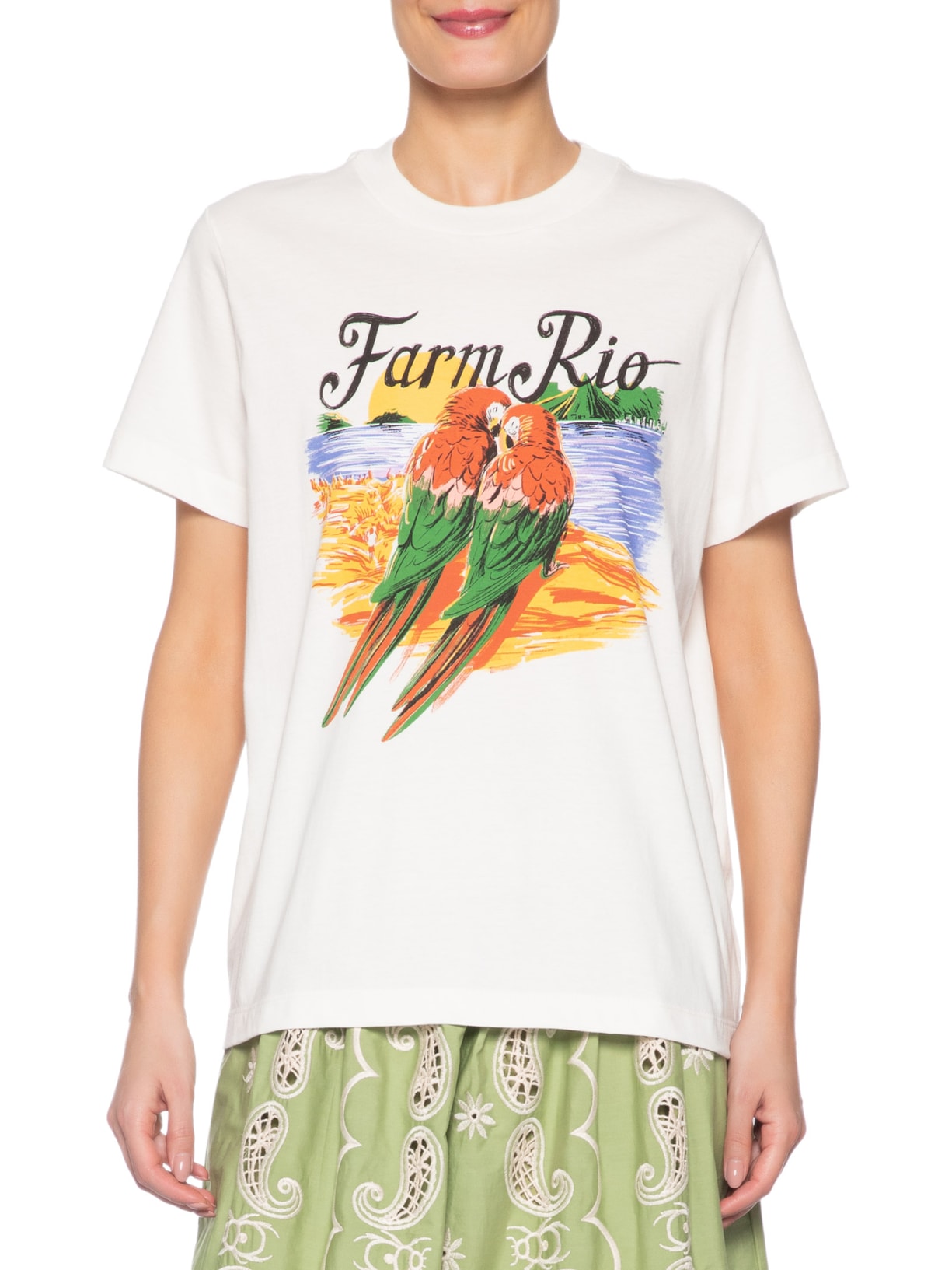 Camiseta Feminina Fit Araras Namorando Branco Farm