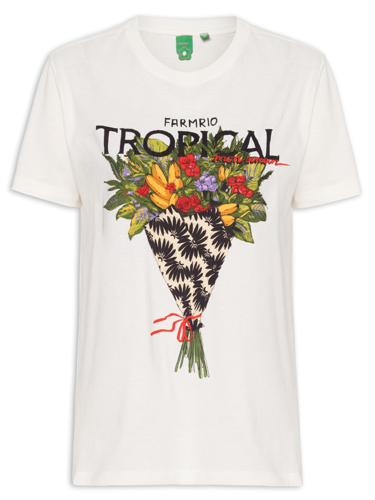 Camiseta Feminina Fit Bouquet Tropical - Branco