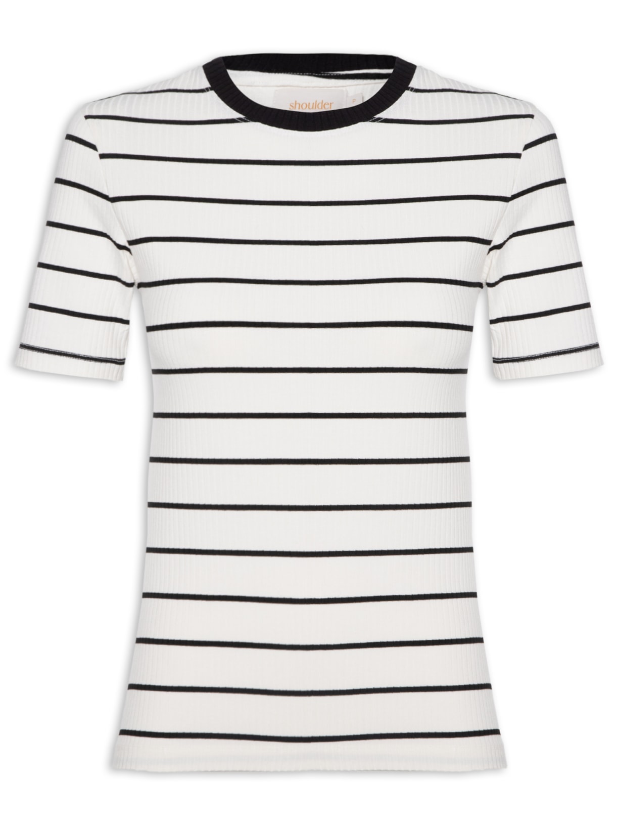 Camiseta Feminina Fit Listras - Off White