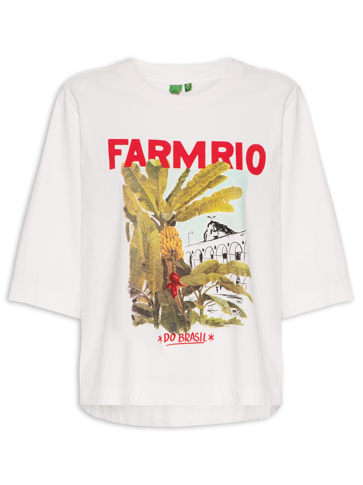 Camiseta Feminina Fit Mangão Rio - Branco