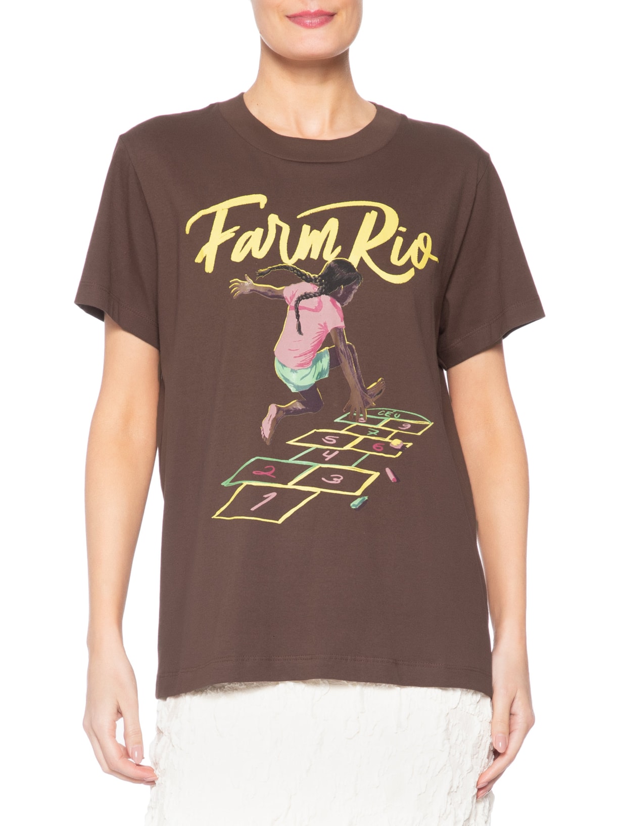 Camiseta Feminina Fit O Pulo Marrom Farm