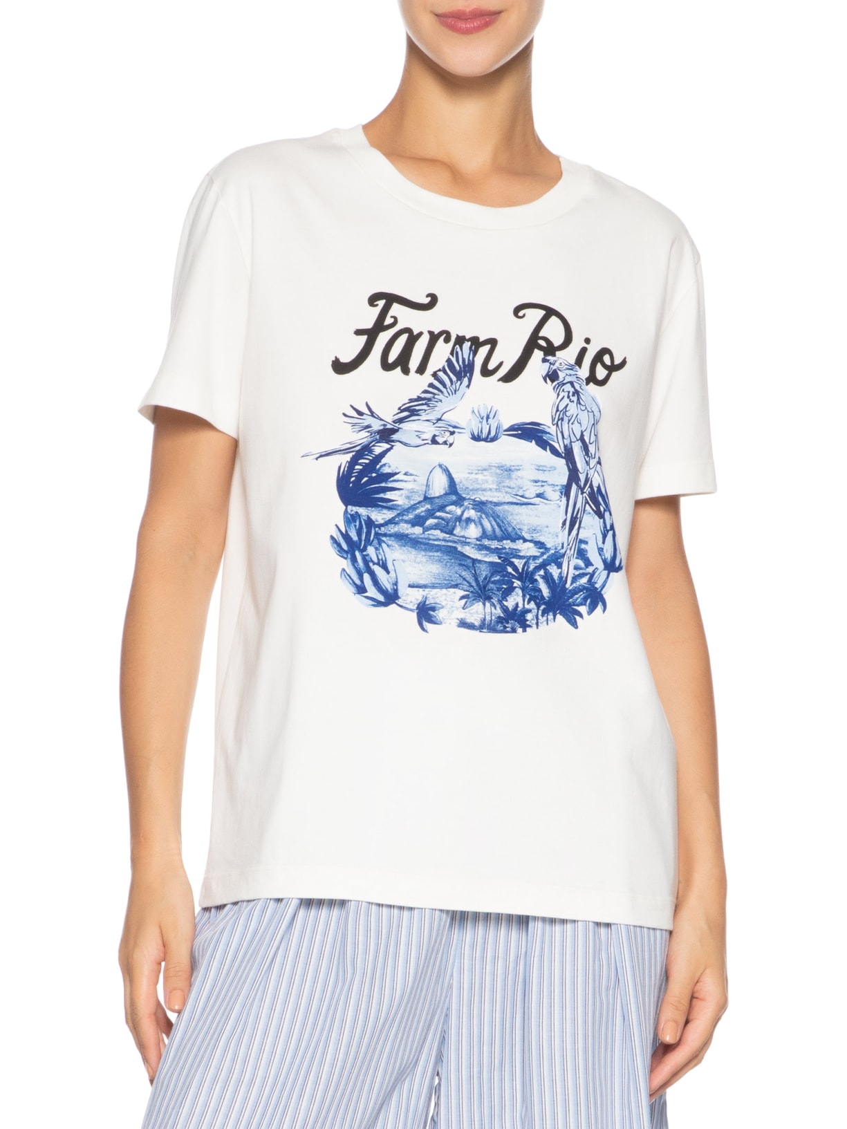 Camiseta Feminina Fit Portal Araras Branco Farm