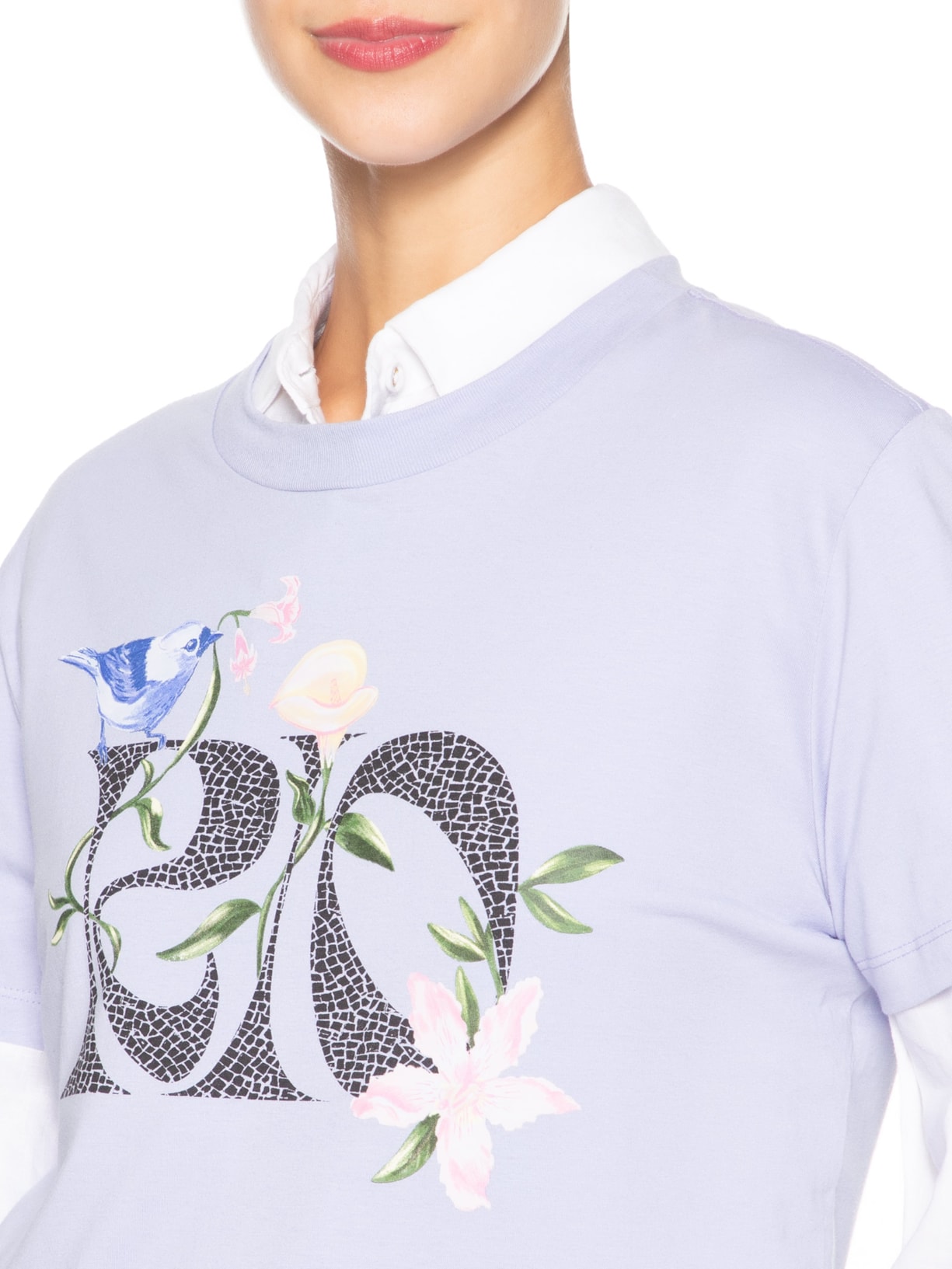 Camiseta Feminina Fit Rio Calçadão Flores Azul Farm