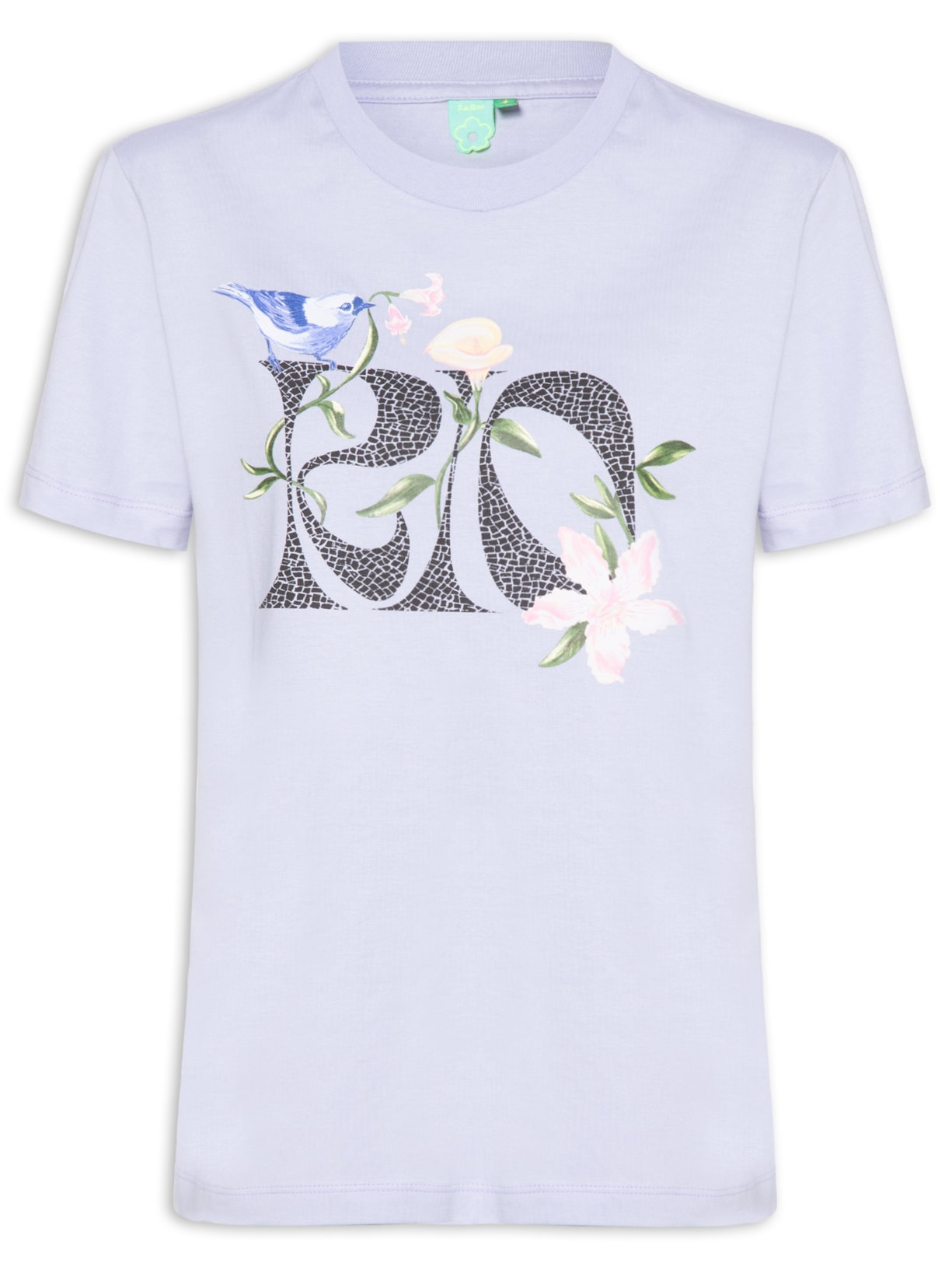 Camiseta Feminina Fit Rio Calçadão Flores - Azul