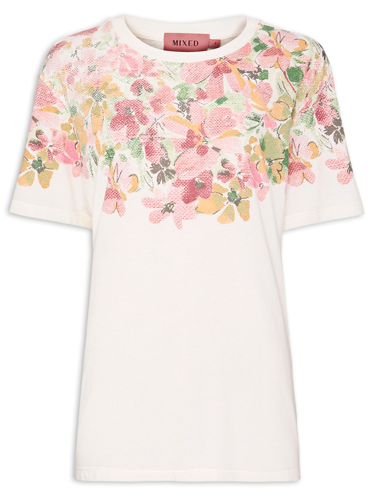 Camiseta Feminina Flora V27 Off White Mixed