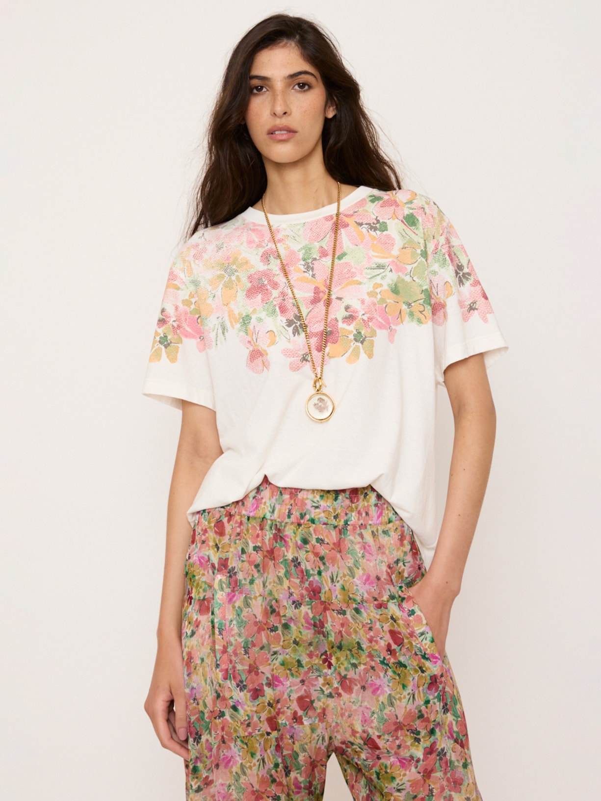 Camiseta Feminina Flora V27 Off White Mixed