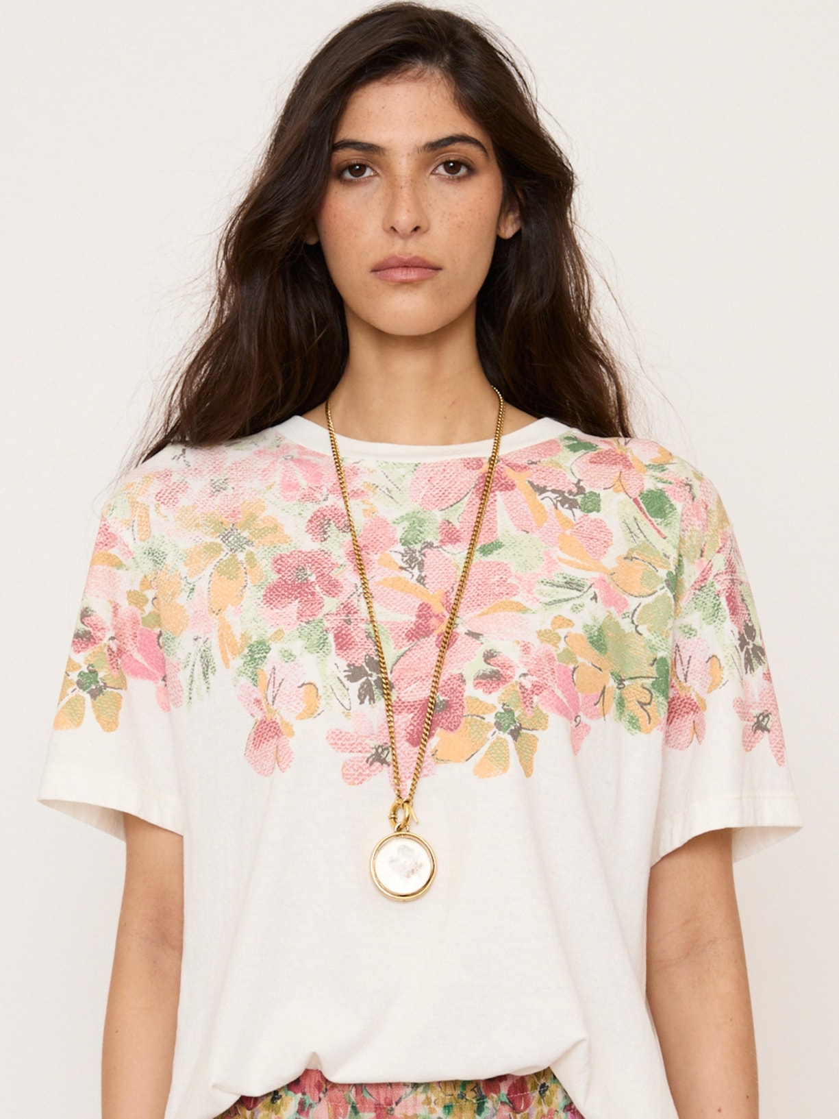 Camiseta Feminina Flora V27 Off White Mixed