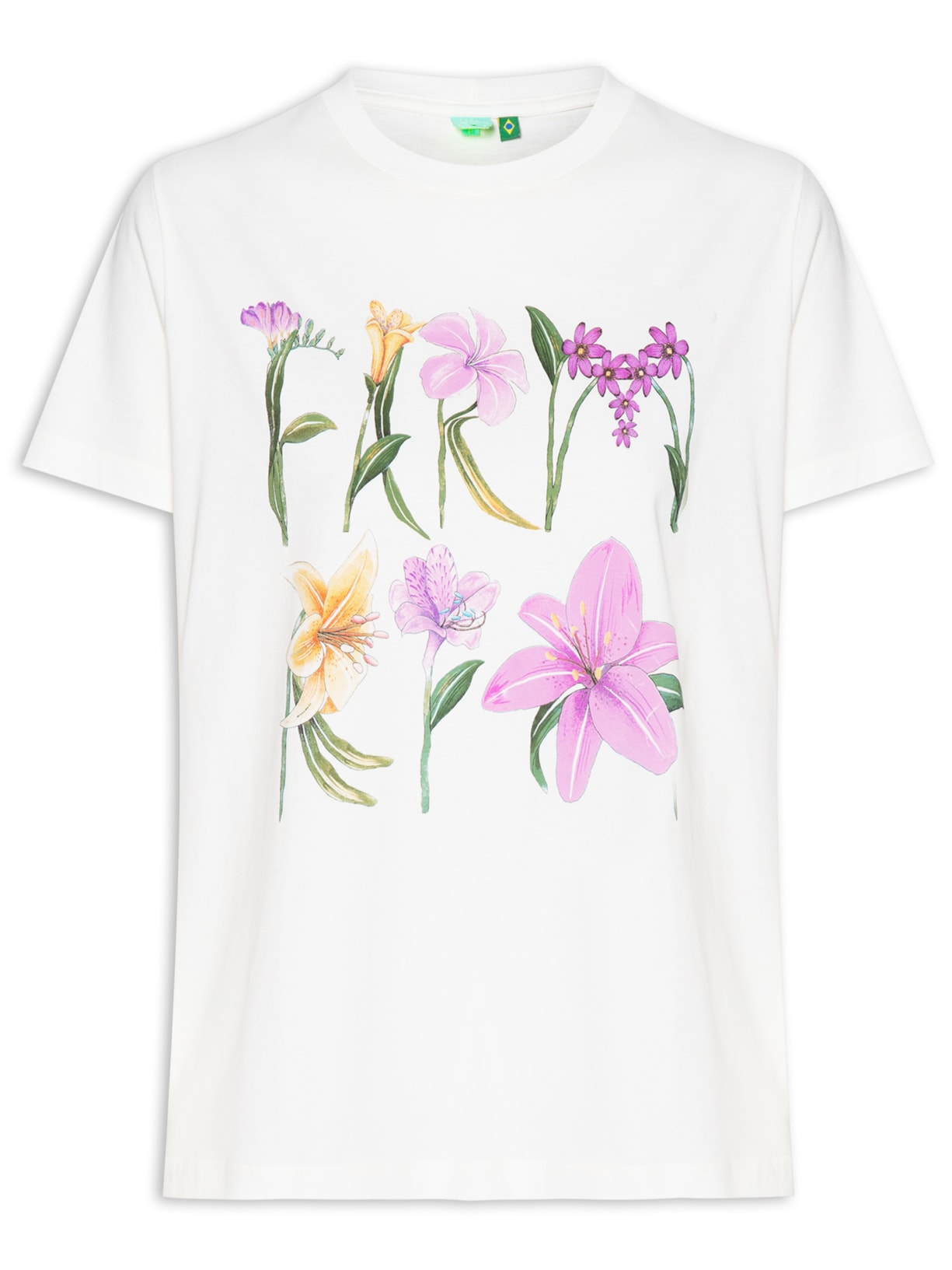 Camiseta Feminina Flores - Off White