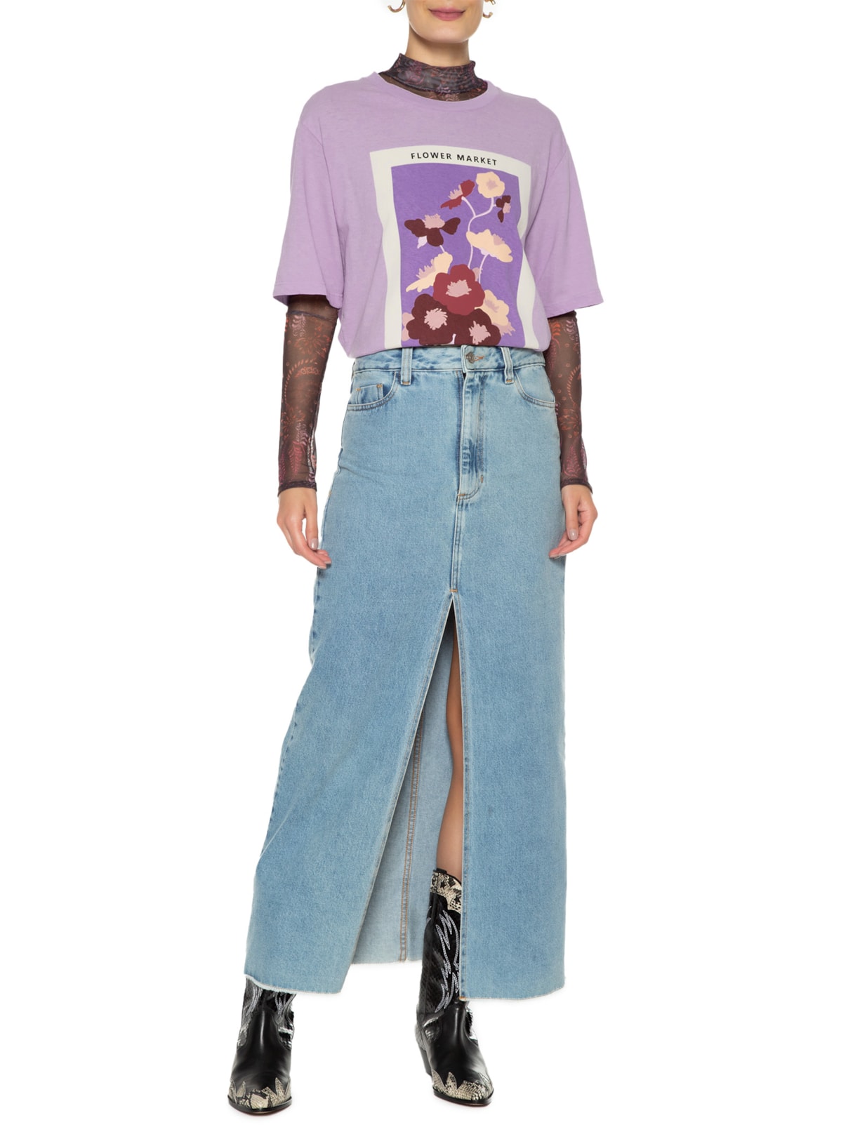 Camiseta Feminina Flower Market Lilás New Match