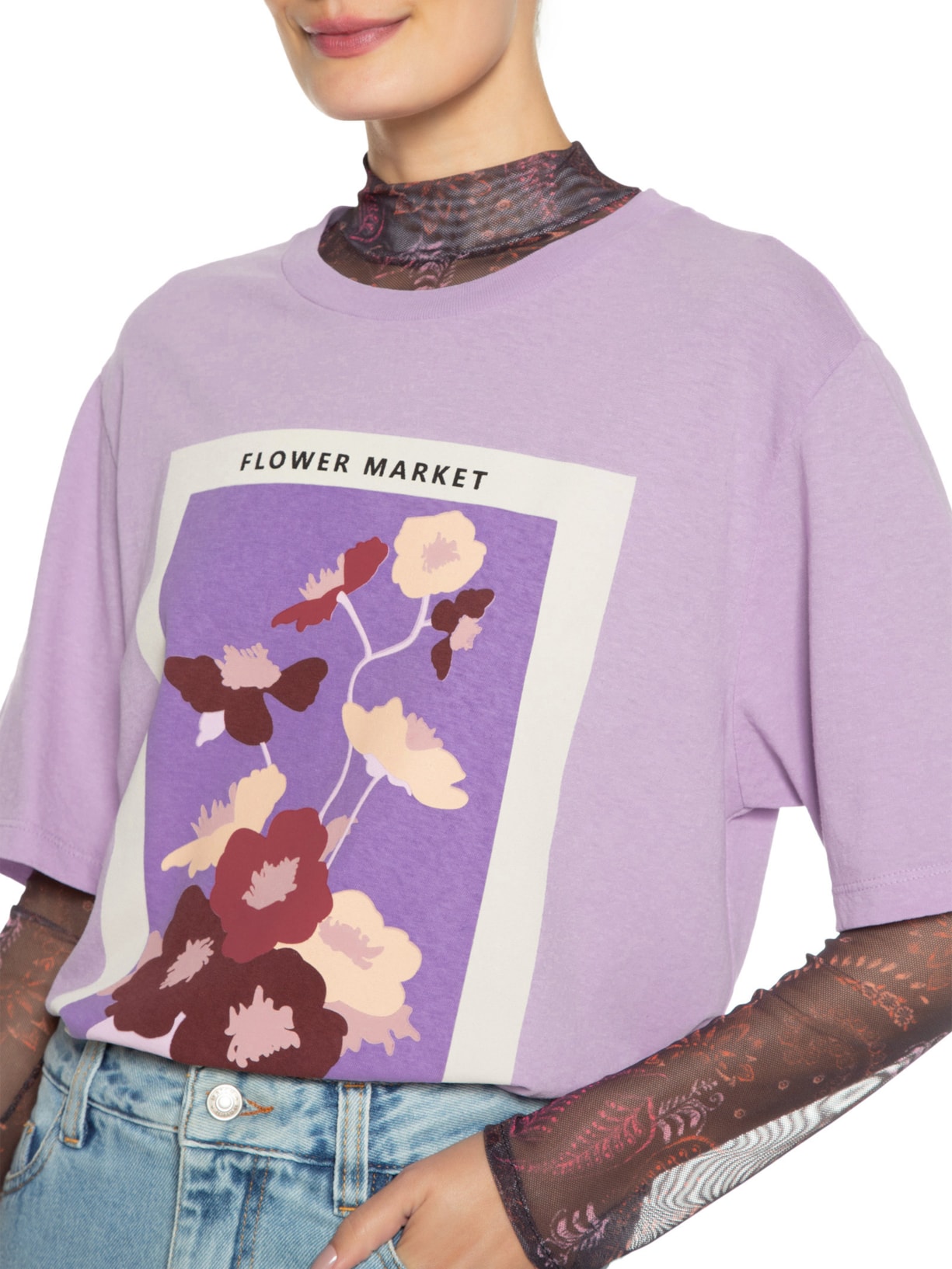Camiseta Feminina Flower Market Lilás New Match