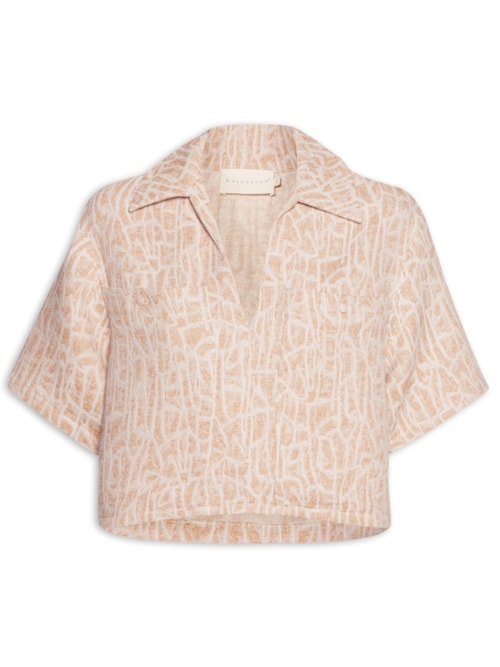 Camiseta Feminina Folhas - Bege