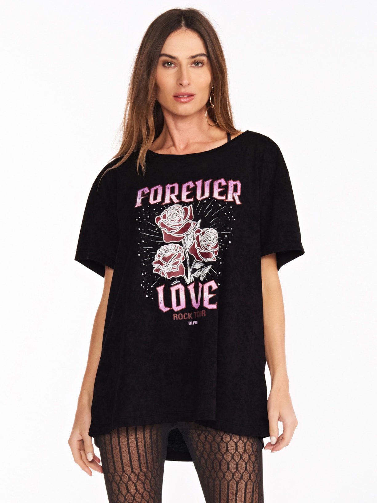 Camiseta Feminina Forever Love Preto Triya