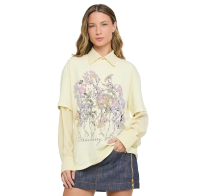 Camiseta Feminina Fun Straberry Fields - Amarelo