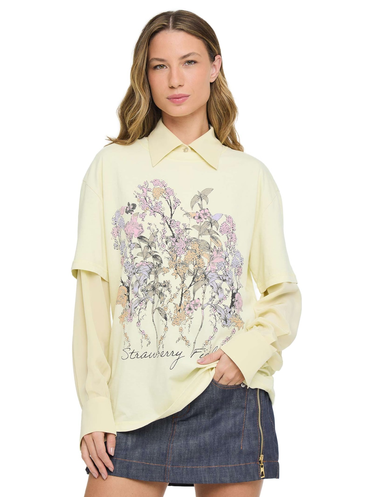 Camiseta Feminina Fun Straberry Fields - Amarelo