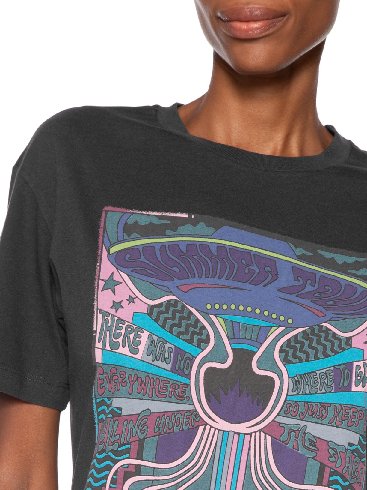 Camiseta Feminina Fun Summer Tour Stone Preto Animale