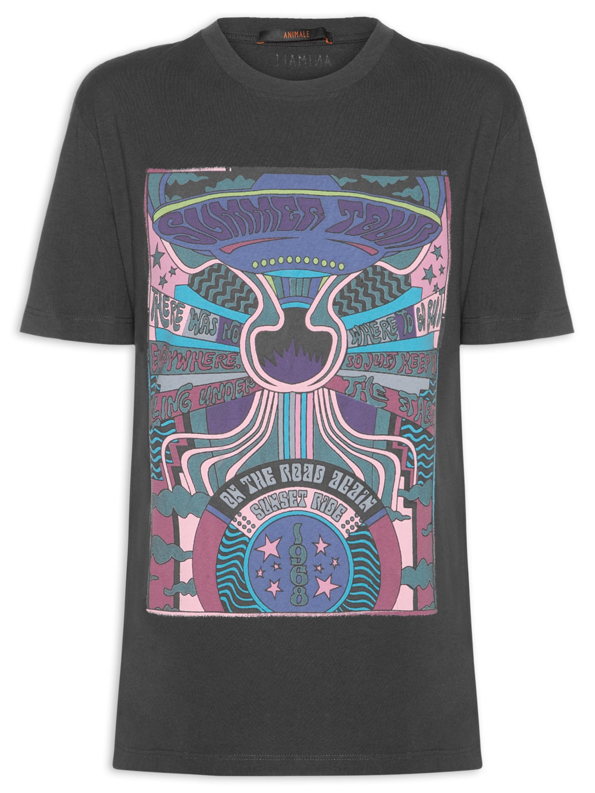 Camiseta Feminina Fun Summer Tour Stone Preto Animale