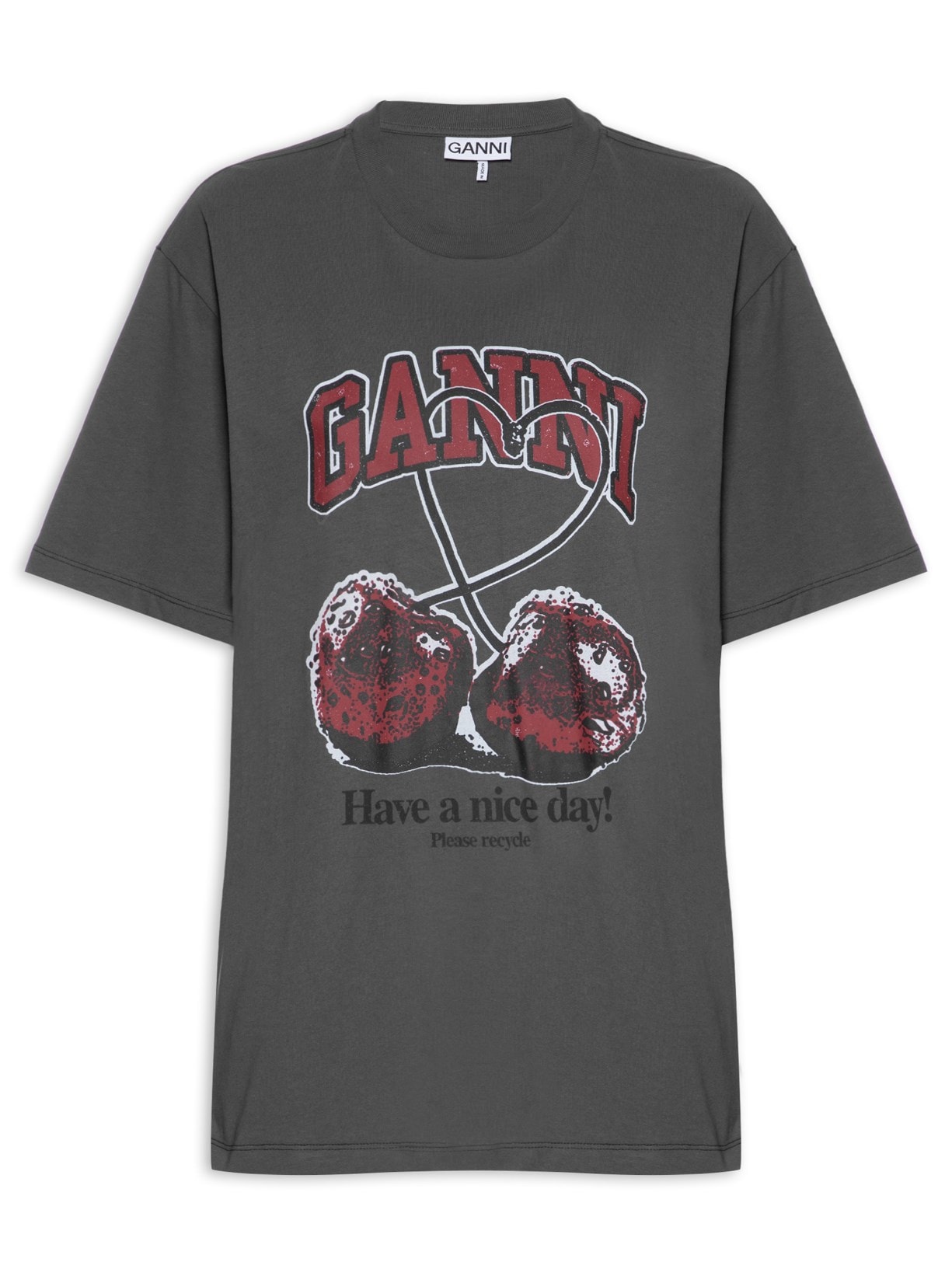 Camiseta Feminina Future Heavy Cherry Drop Shoulder - Cinza