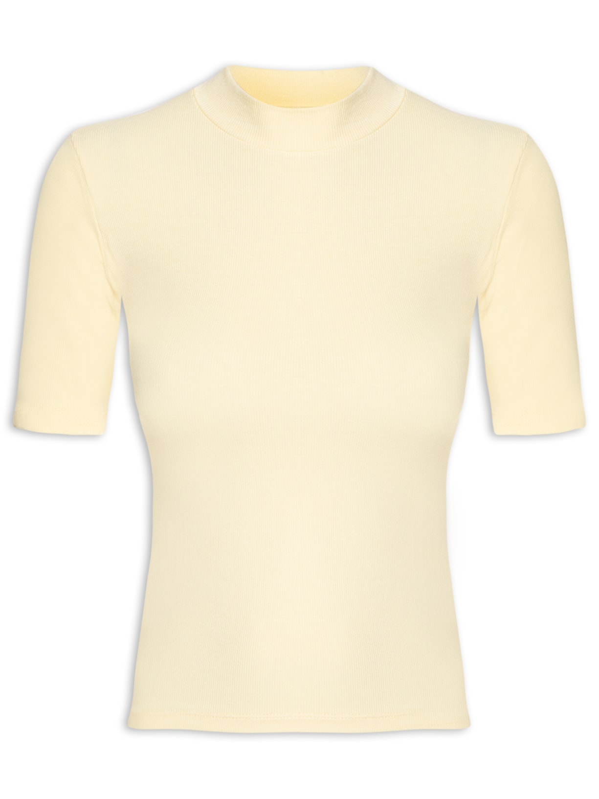 Camiseta Feminina Gola Alta Amarelo  Basiq