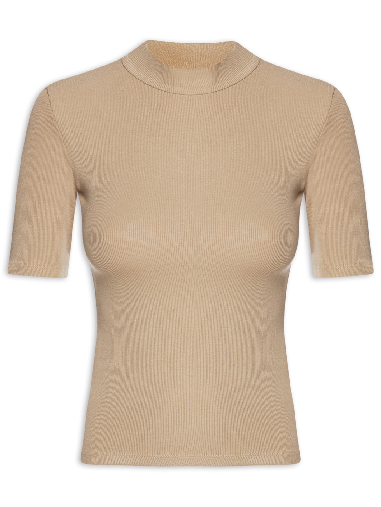Camiseta Feminina Gola Alta - Bege
