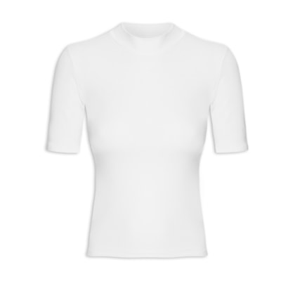 Camiseta Feminina Gola Alta - Branco 