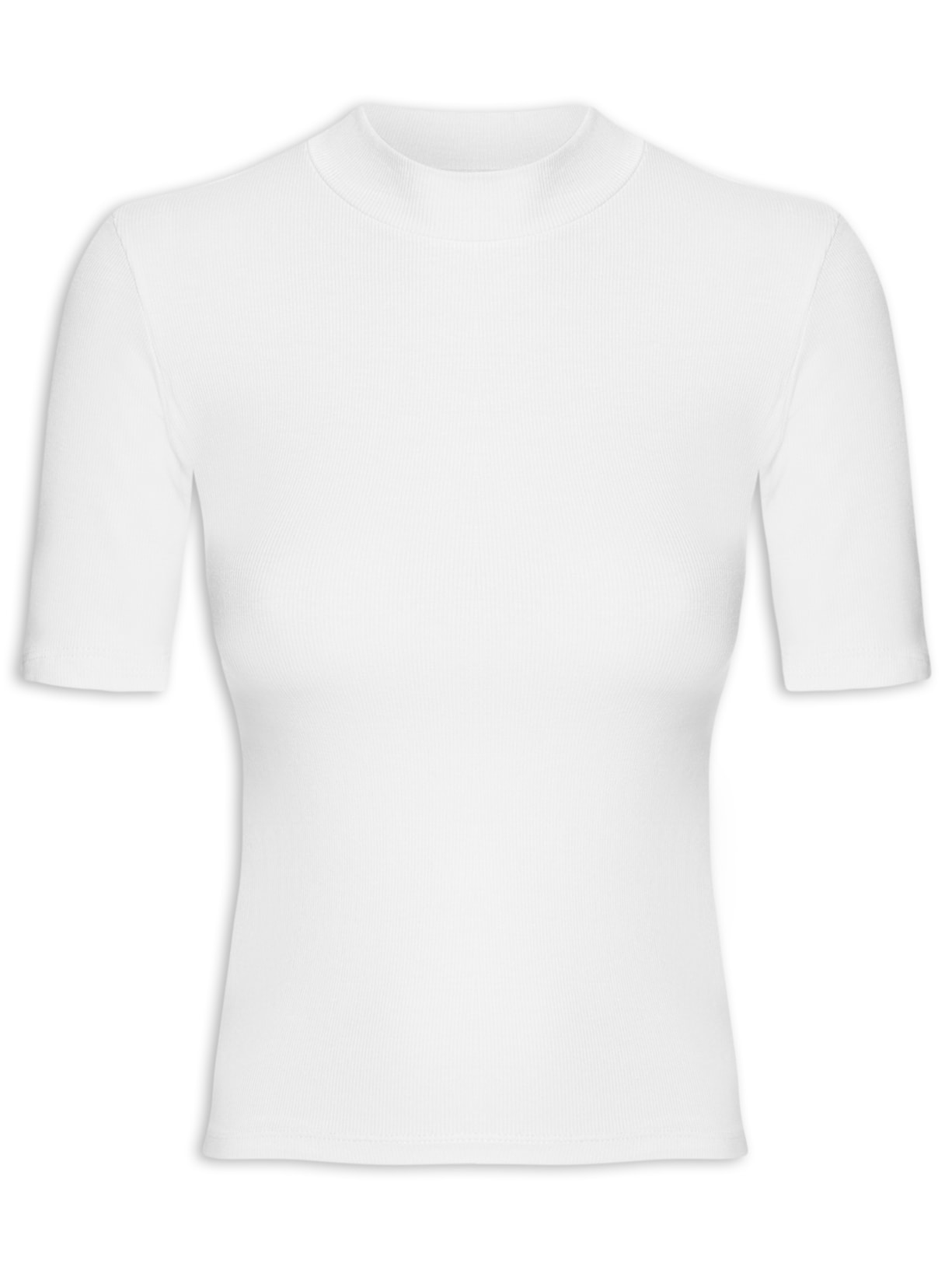 Camiseta Feminina Gola Alta Branco  Basiq