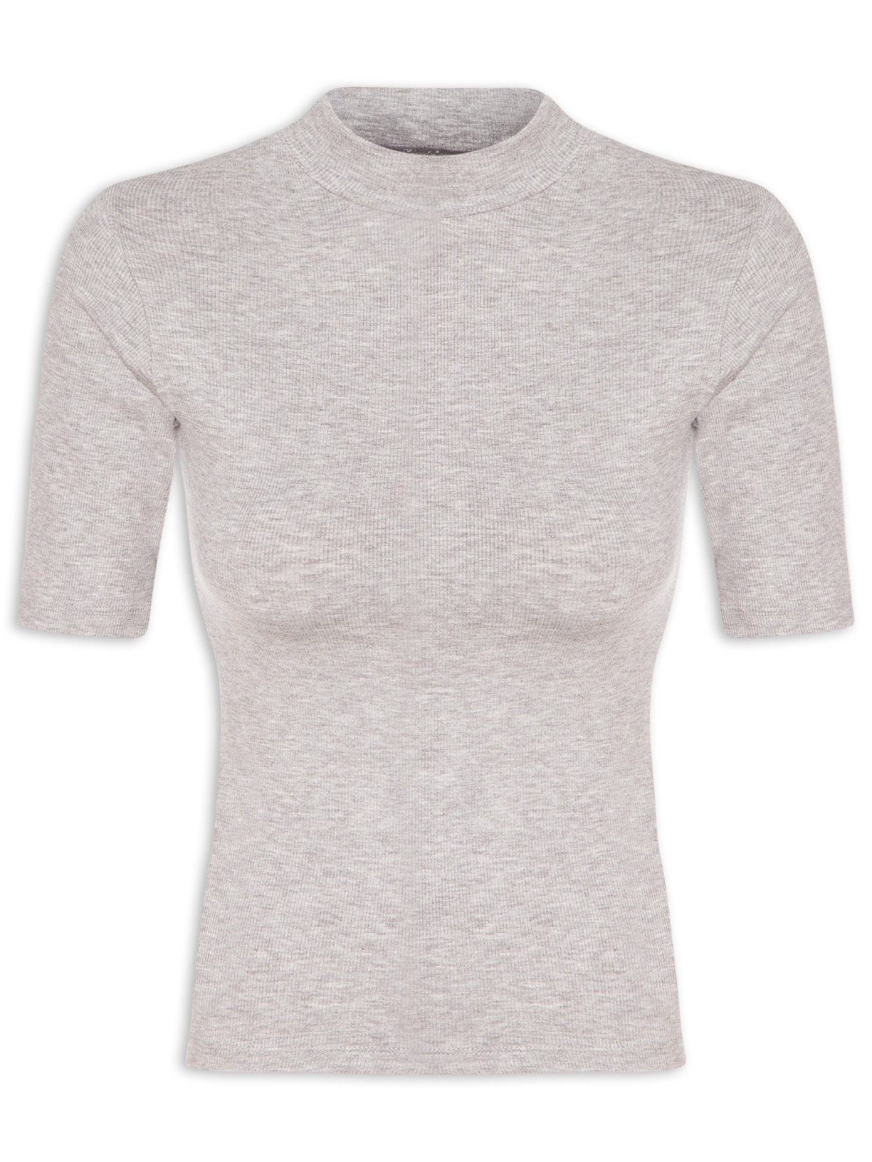 Camiseta Feminina Gola Alta Cinza  Basiq