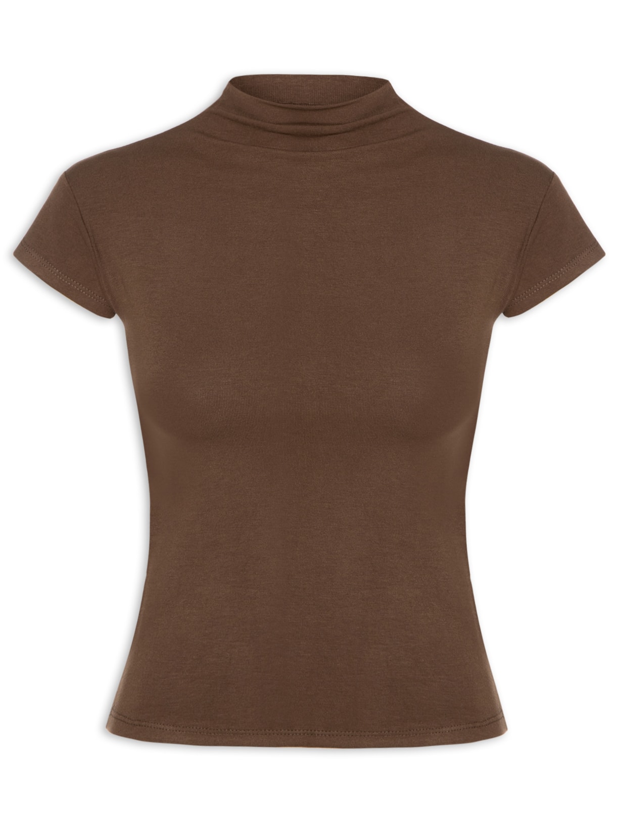 Camiseta Feminina Gola Alta - Marrom