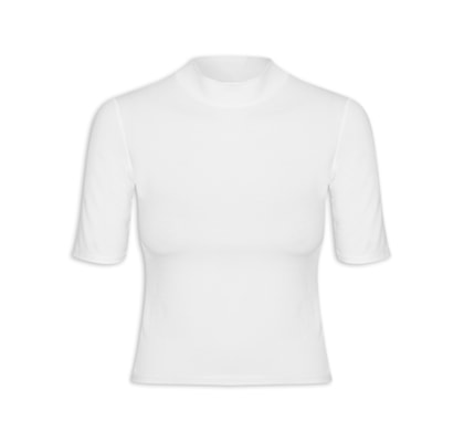 Camiseta Feminina Gola Média Manga Curta - Branco