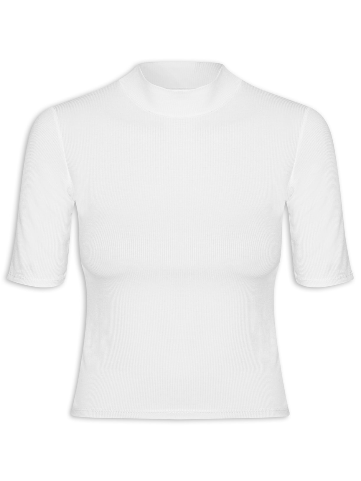 Camiseta Feminina Gola Média Manga Curta - Branco