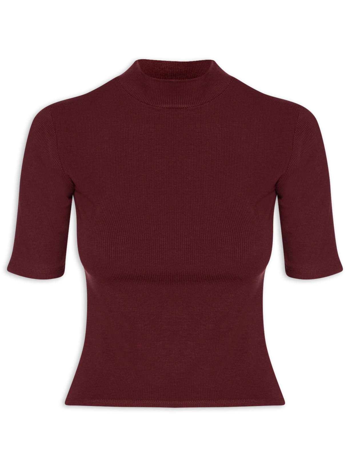 Camiseta Feminina Gola Média Manga Curta - Vermelho